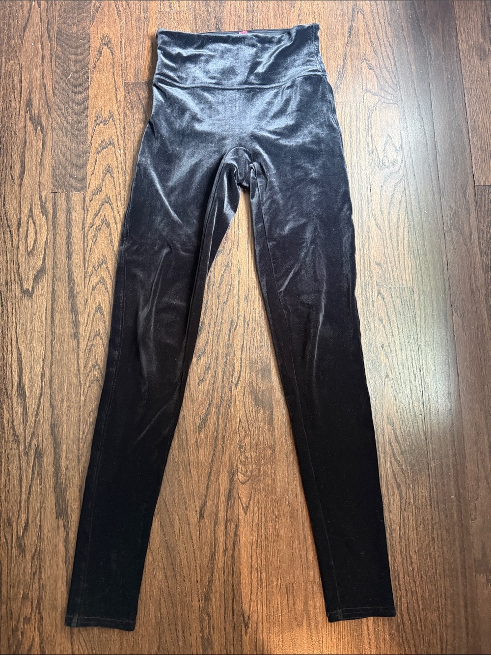 SPANX Black High-Waist Velvet Leggings
